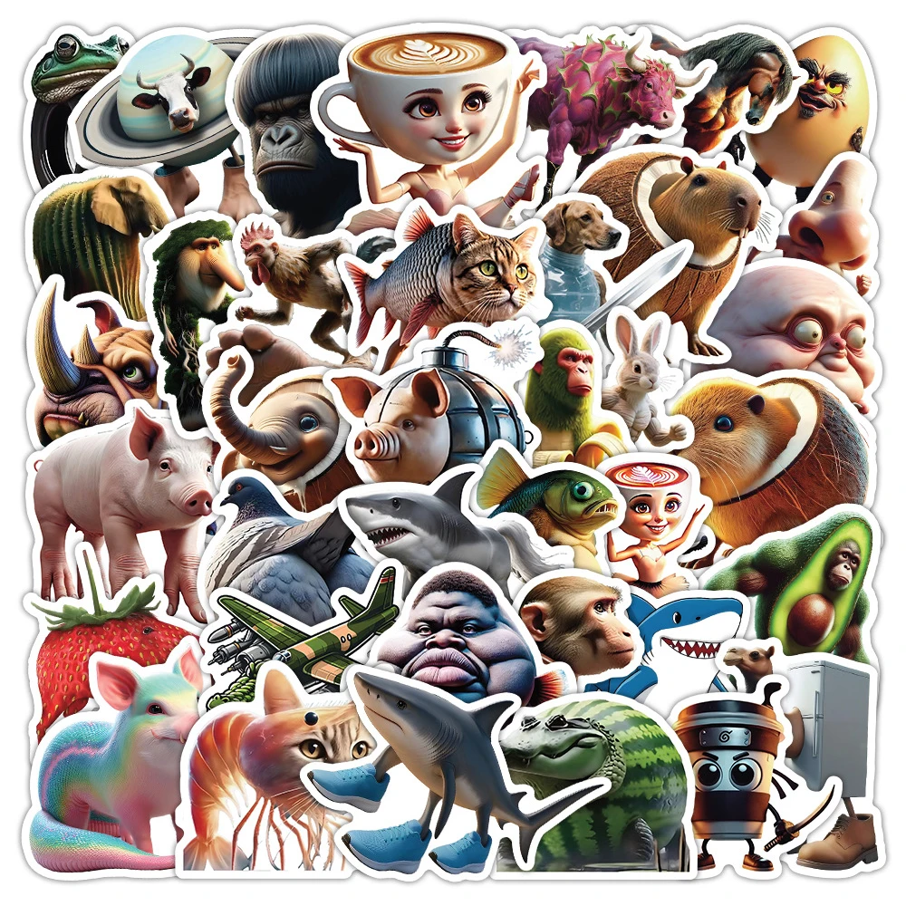 10/30/50PCS Tung Tung Tung Sahur Adesivi per I Bambini Animale Divertente AI Abstract Brainrot Abstract Cartoon Decalcomanie Fresco FAI DA TE adesivo Gi