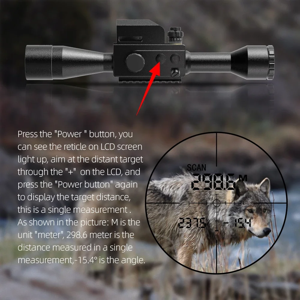 Long Range Hunting Laser Sight Telescope, Exit Pupil Diâmetro, Alta Transmitância de Luz, Small Range Finder, 6.67mm, 6x