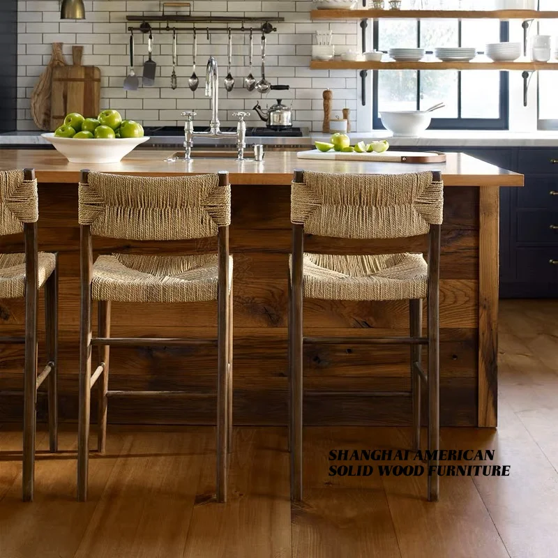 Modern Nordic Bar Chairs Wooden Reception Reception Sturdy Backrest High Chairs Island Ergonomic Comfortable Muebles Furniture