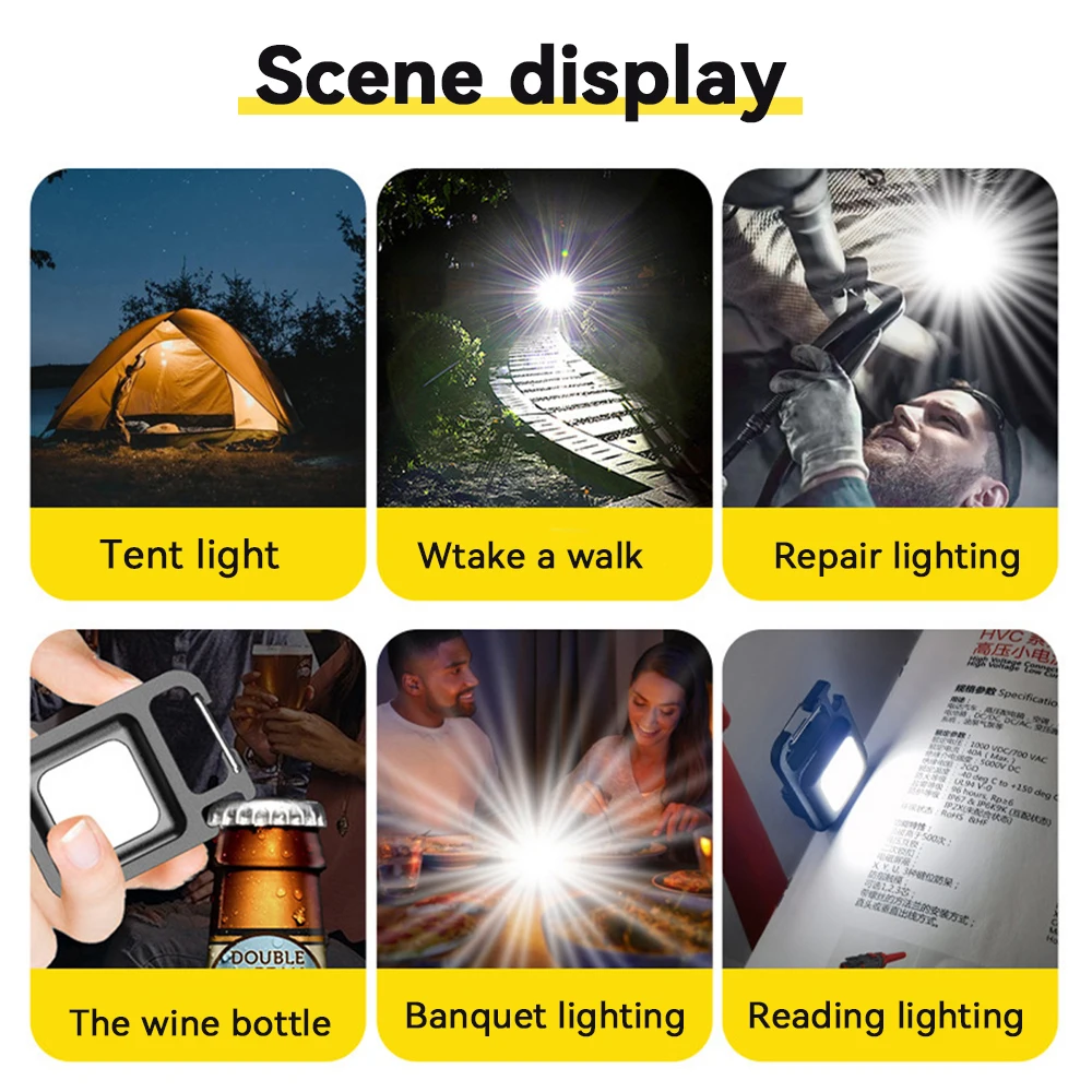 COB Keychain Work Light - 1/2Pcs Mini Emergency Flashlight with Keychain Design