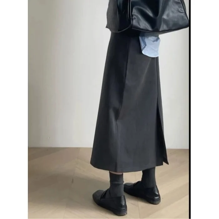 Primavera nuevo is cintura alta A-Line falda traje espalda dividida faldas largas de mujer estilo de viaje fibra de poliést...