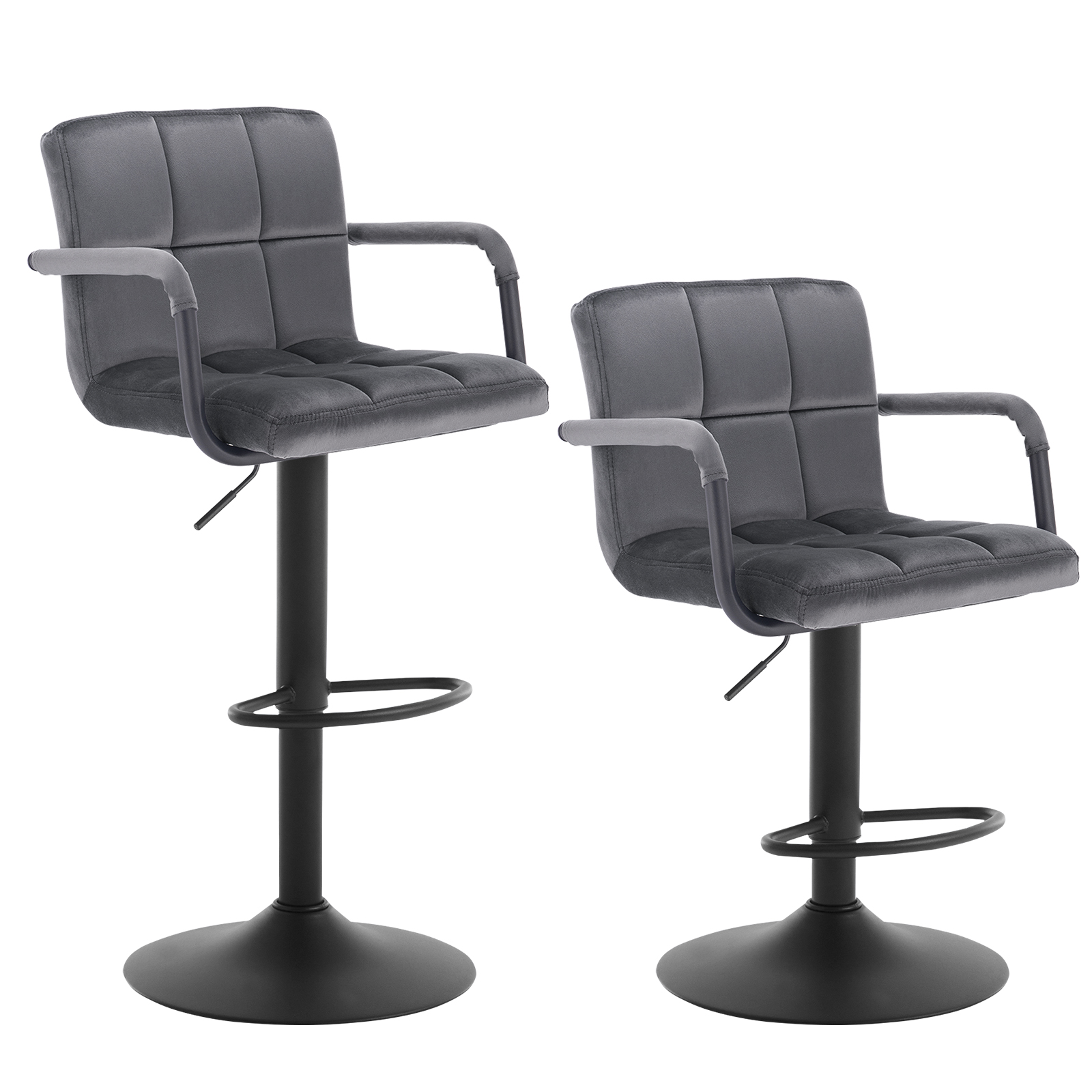 WOLTU 2 Stück/Set Barhocker mit Rückenlehne, höhenverstellbarer Thekenhocker, drehbarer weicher Barstuhl für Bistro Home