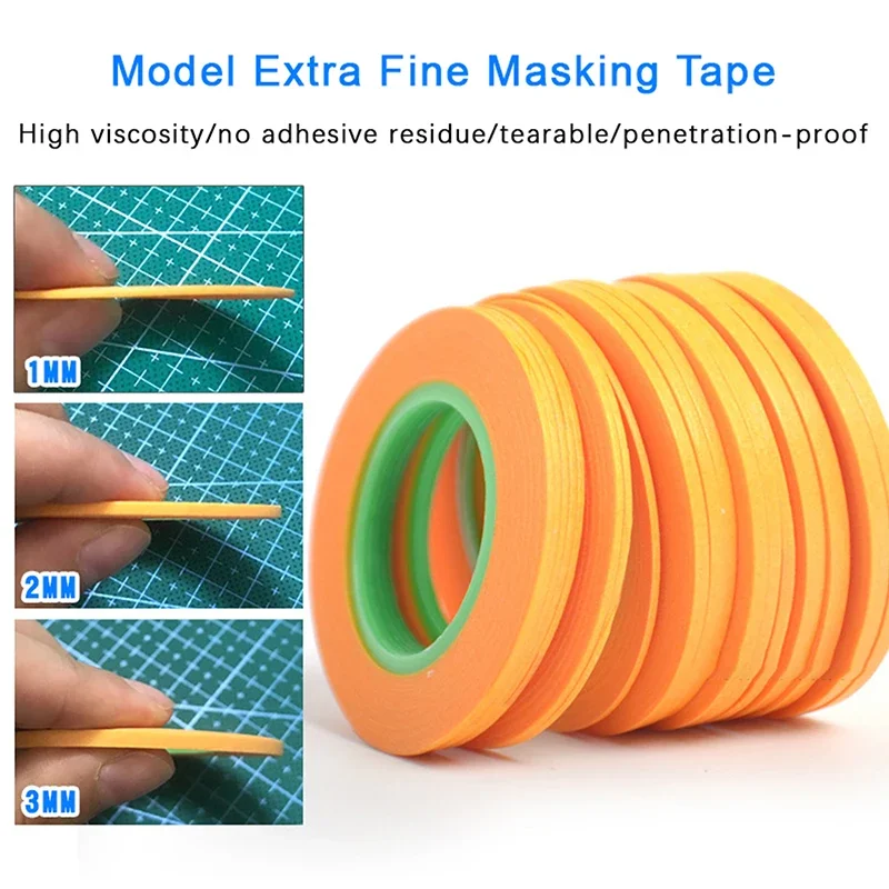 Modelo de pulverização revestimento cor ultra fita fina diy mascaramento especial largo 1mm/2mm/3mm 18m modelo cobrindo fita