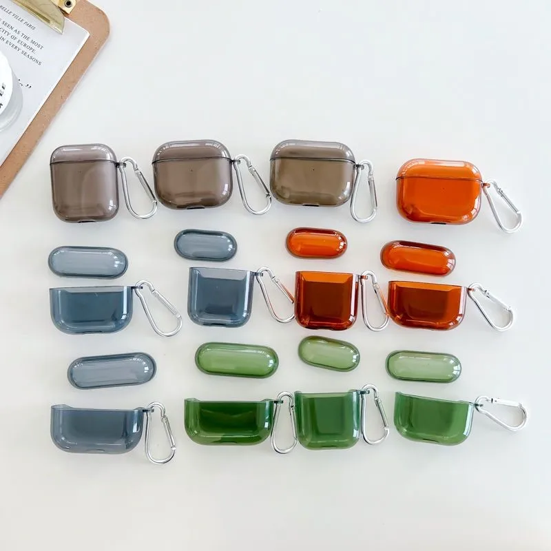 Clear Soft TPU Earphone Case with Keychain for Apple Airpods Pro 2nd Generation Air Pods 4 2024 3 2 1 3rd Gen Cover Accessories