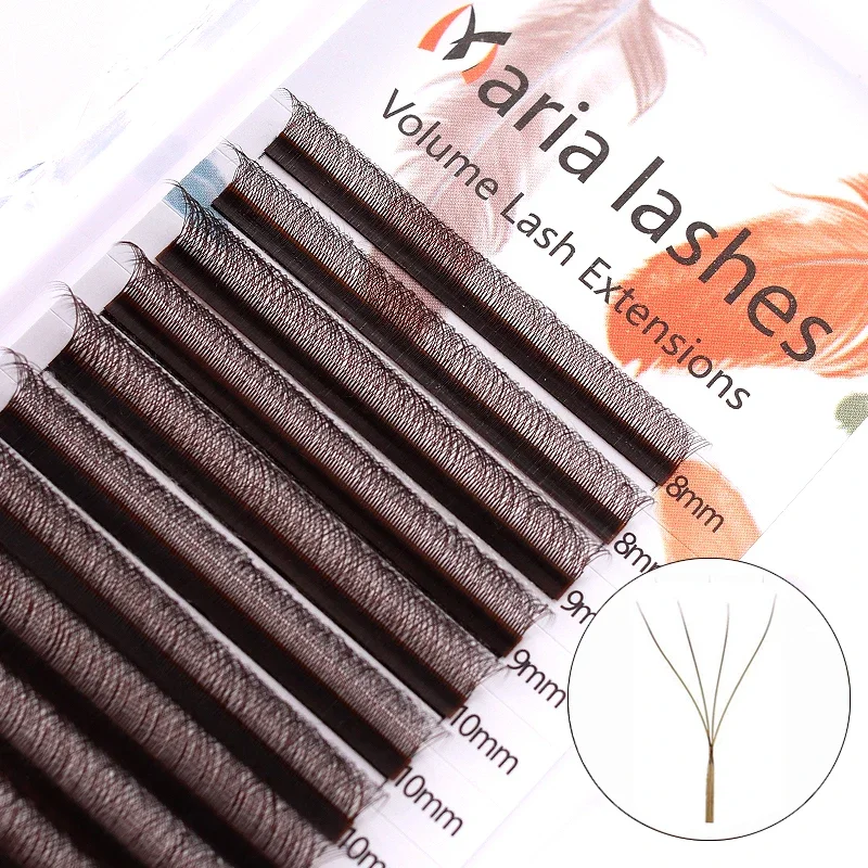 MARIA Brown 4D tipo forma de W pestañas individuales extensión de pestañas coloridas naturalmente suave visón negro Real ventiladores de volumen prefabricados