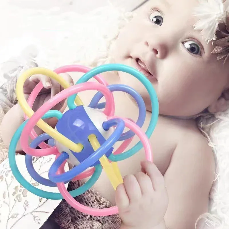 Bebê mão bola brinquedos aperto do bebê treinamento manhattan bola mão chocalho mordedor grau alimentício mordível fervente
