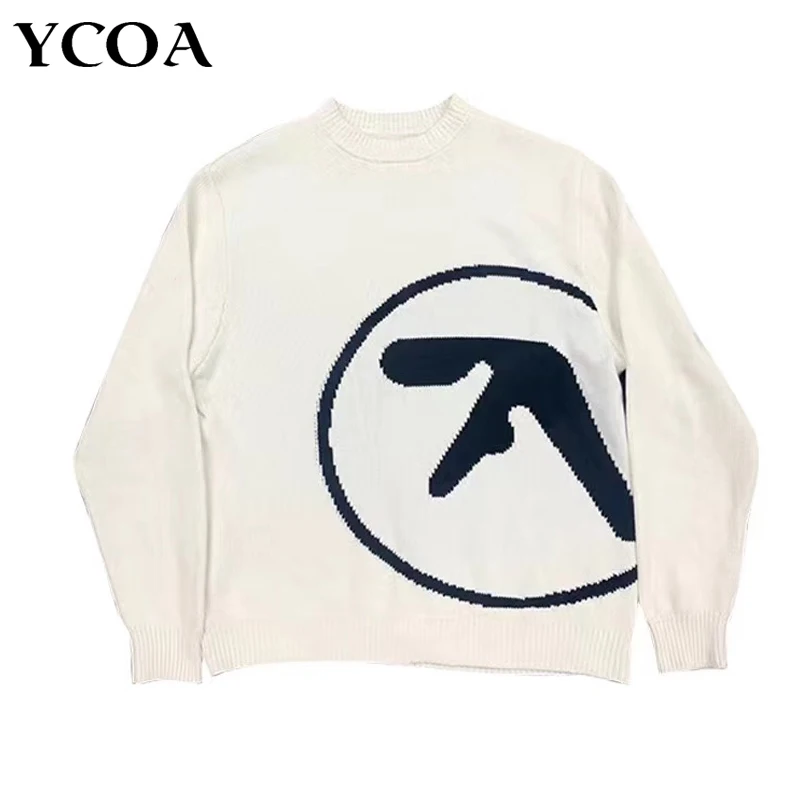 Мужской свитер Aphex Twin Knit, зимний оверсайз, винтажный джемпер с длинными рукавами, пуловер Y2k, уличная модная одежда с графикой