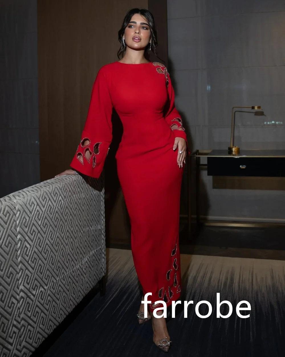 Personalizado formal jérsei plissado a linha o-pescoço midi vestidos de noite clássico requintado estilo moderno pastrol unisex chinês