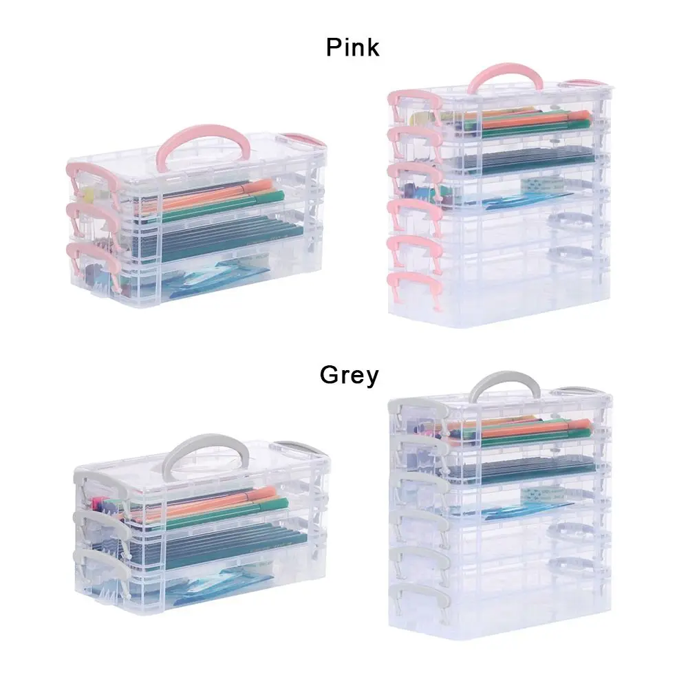 3/6-layer Paintbrush Box Portable Detachable Color Pen Storage Box Multi-function Watercolor Stationery Organizer Student