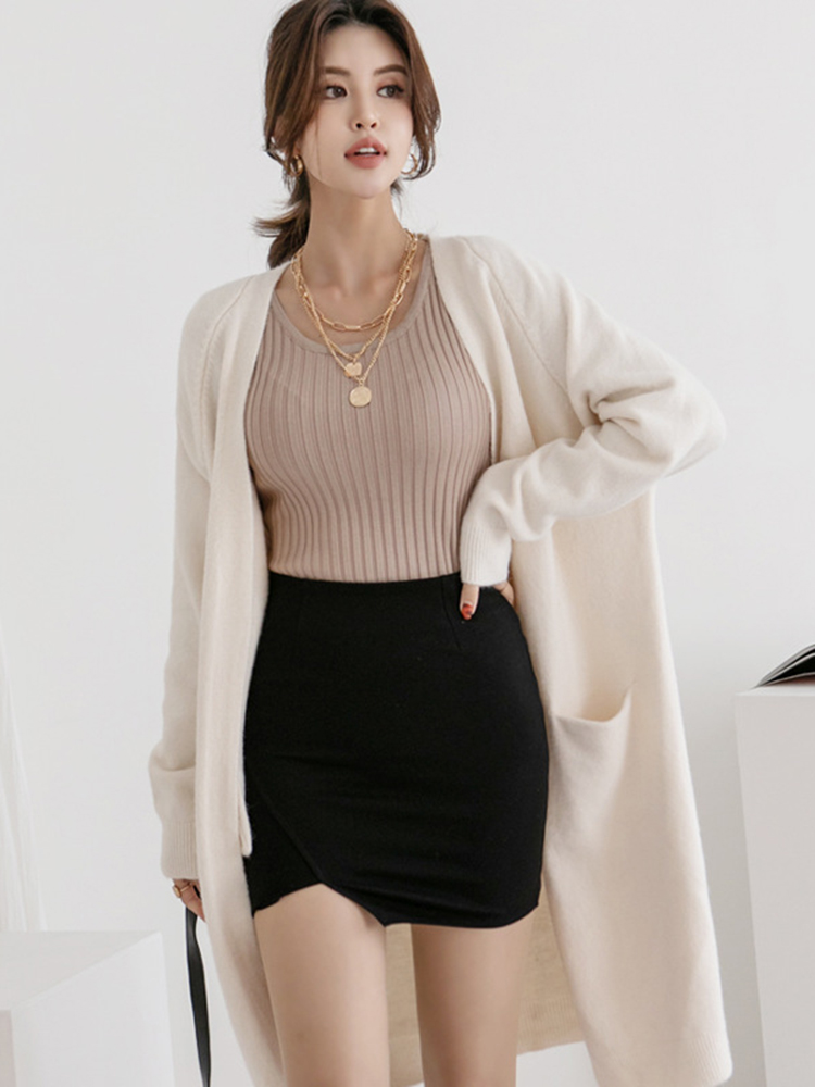 Frauen Einfarbig Lose Dicke Warme Pullover Strickjacke Tasche Damen Frühling Herbst V-ausschnitt Gestrickte Mantel Weibliche Casual Tops C-124