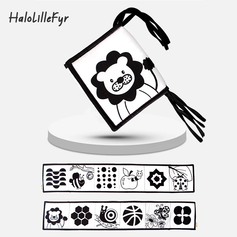Libros plegables de tela suave para bebé, juguete sensorial de alto contraste en blanco y negro para recién nacidos, juguetes educativos Montessori para edades tempranas