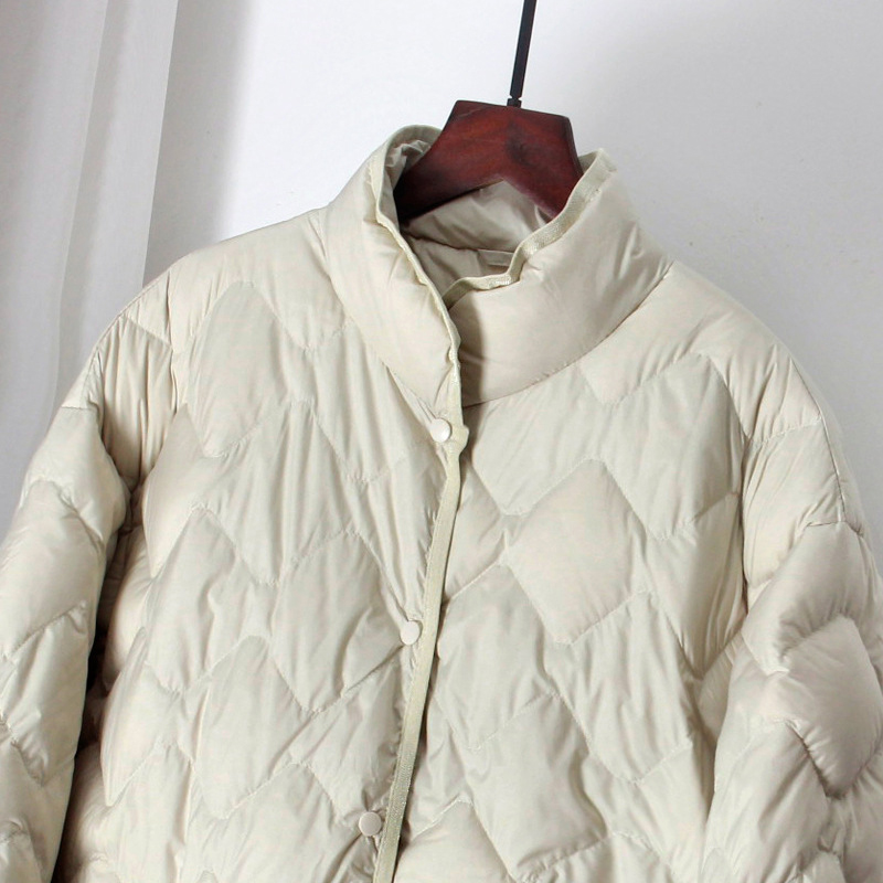 Schinteon femmes ultraléger blanc canard doudoune automne hiver vêtements d'extérieur décontracté Argyle col montant Simple manteau Style coréen