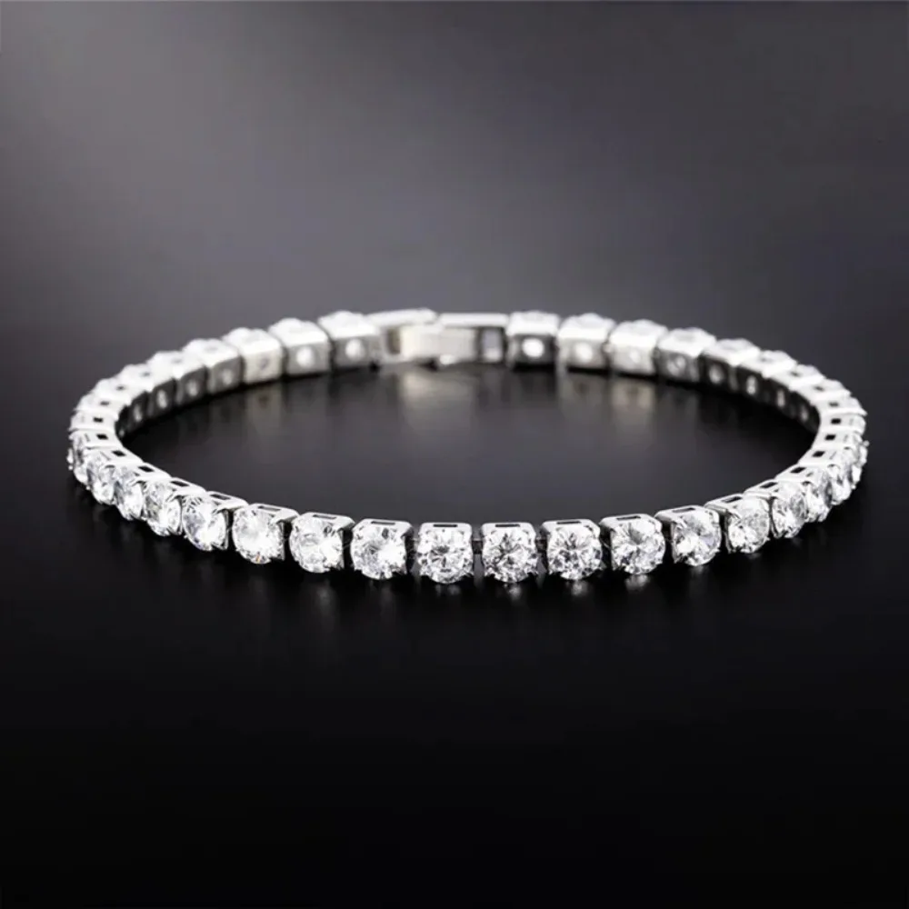 Bracciale da tennis Braccialetti a catena ghiacciati per donna Uomo Bracciale da uomo color argento Catena Homme Gioielli