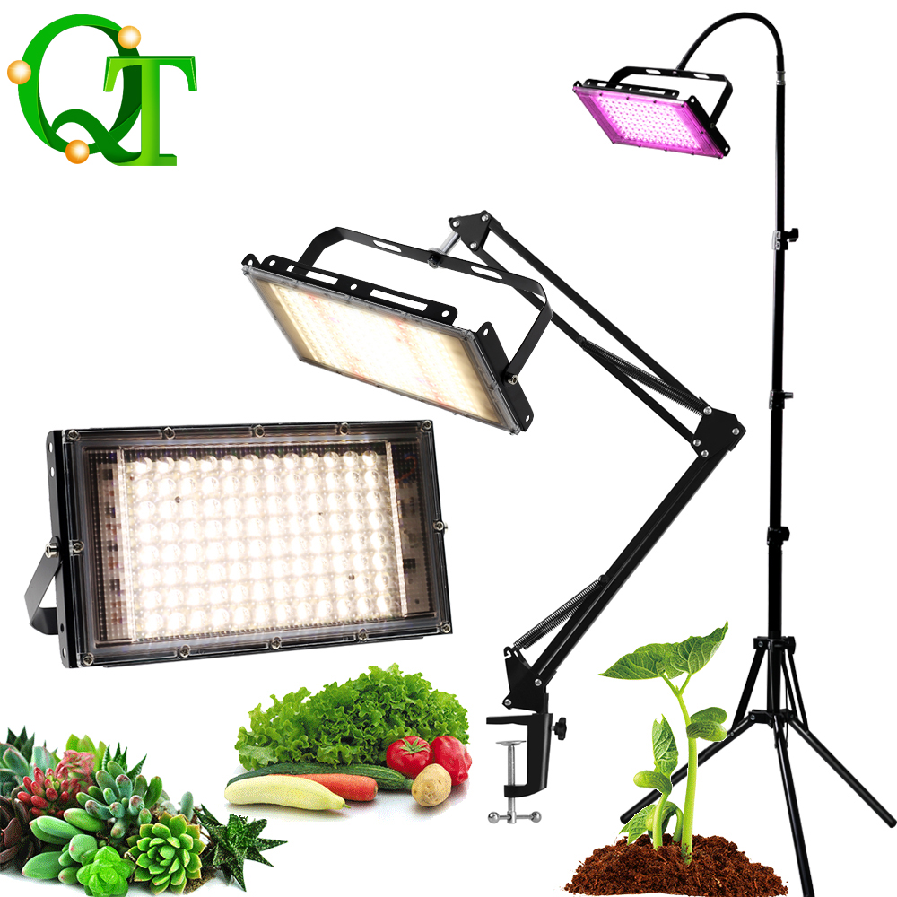 50 W/100 W Vollspektrum-LED-Pflanzenlicht-Bodenhalterung 220 V, geeignet für hydroponische Gewächshaus-Sämlingsbeleuchtung im Innenhof