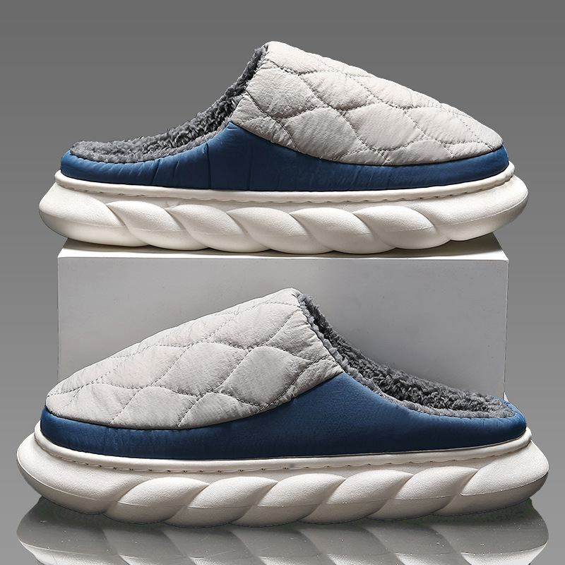Zapatillas de invierno impermeables para hombre y mujer, zapatos planos antideslizantes, esponjosos, cálidos, con suela suave, peluda, talla grande 48, 49