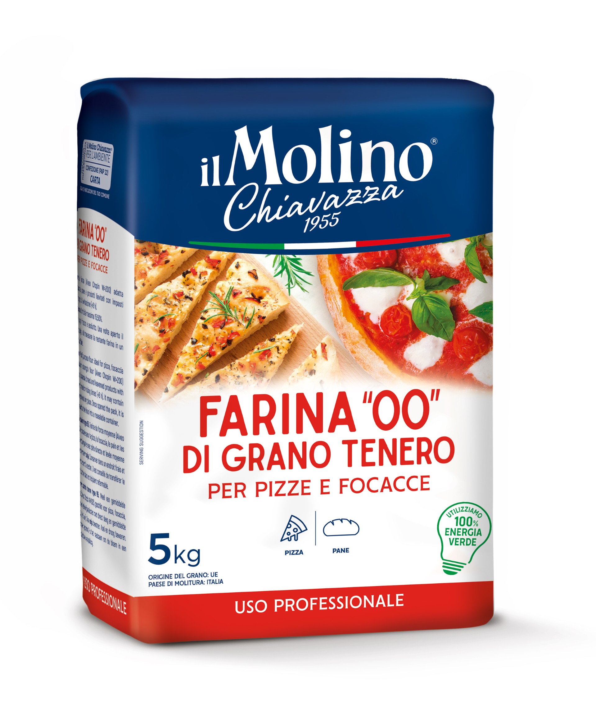 Mehl Farina 00 di Grano Tenero pro Pizza und Focacce 5 kg - il Molino Chiavazza
