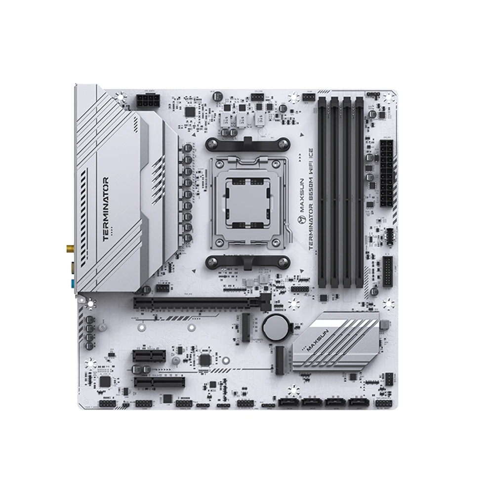 MAXSUN Terminator B650M WIFI ICE AM5 compatible con CPU serie Ryzen 7000/8000/9000 4 * ranuras de memoria DDR5 DIMM PCIe x16 5,0 M.2 SATA3.0