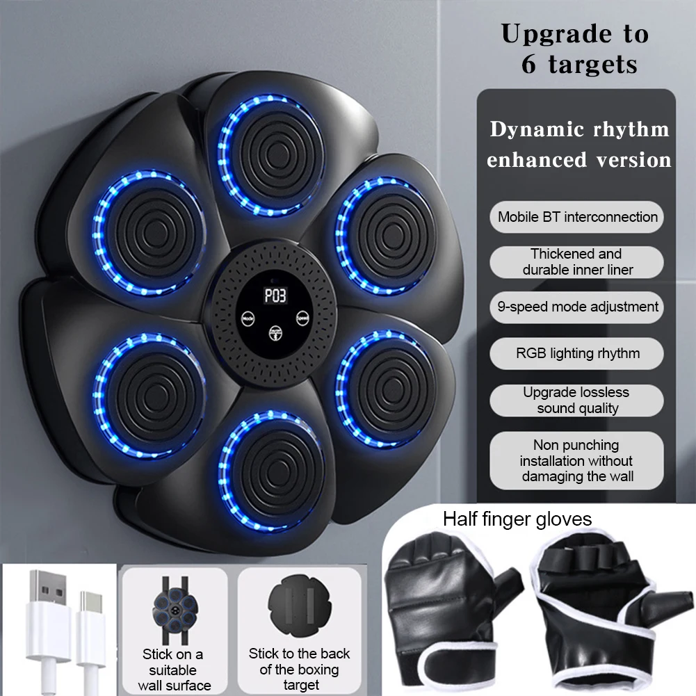 Máquina de boxeo Musical inteligente con Bluetooth, bolsa de arena colgante para entrenamiento de reacción, boxeo de pared Musical