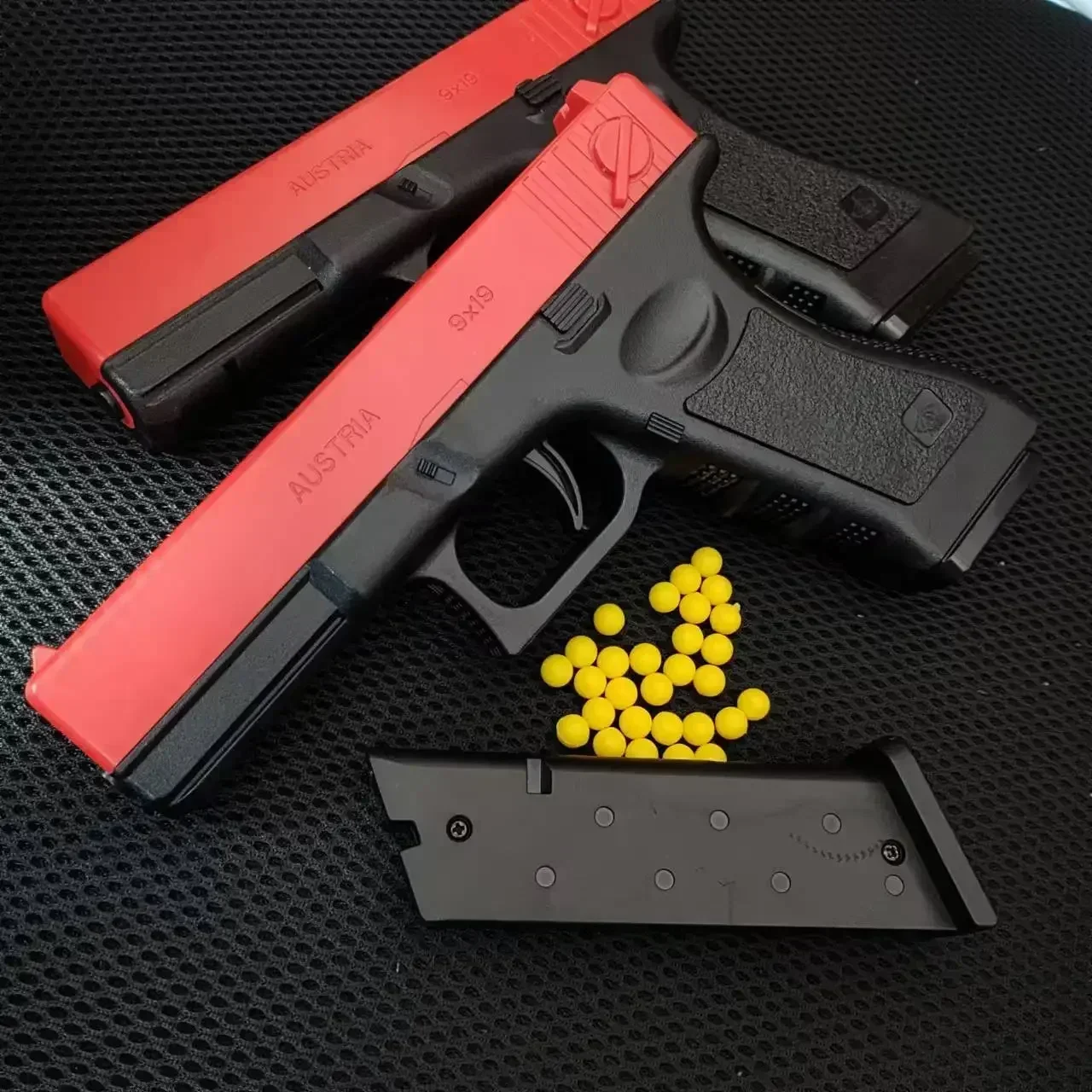 ASoft Bullet G17 Toy Pistol Lower Magazine Manual Gun with Laser Airsoft Pistol Outdoor Sports CS Weapon for Children Gift