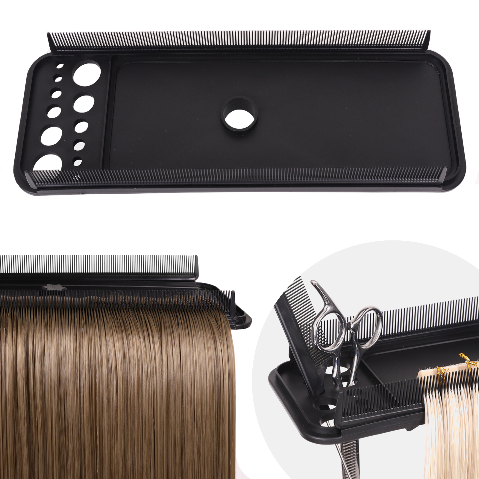 Soporte para extensiones de cabello, bandeja para extensiones de cabello, separador de extensiones de cabello multifunción, bandeja de exhibición para trípode, soporte para pelucas fácil