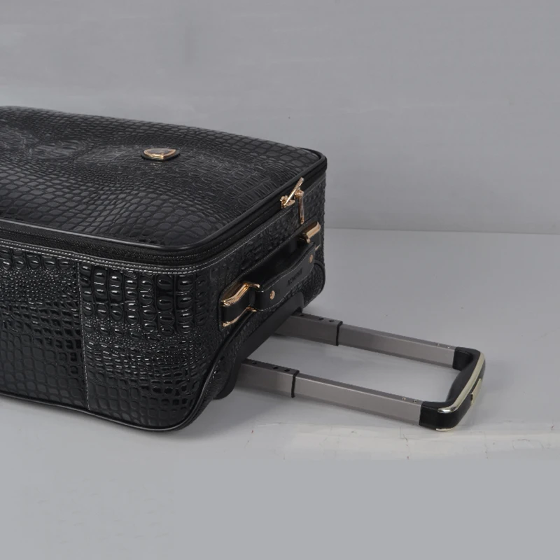 Krokodil muster Leder Roll gepäck 16/Zoll Boarding Trolley Koffer Echt leder Herren-und Damen reisegepäck