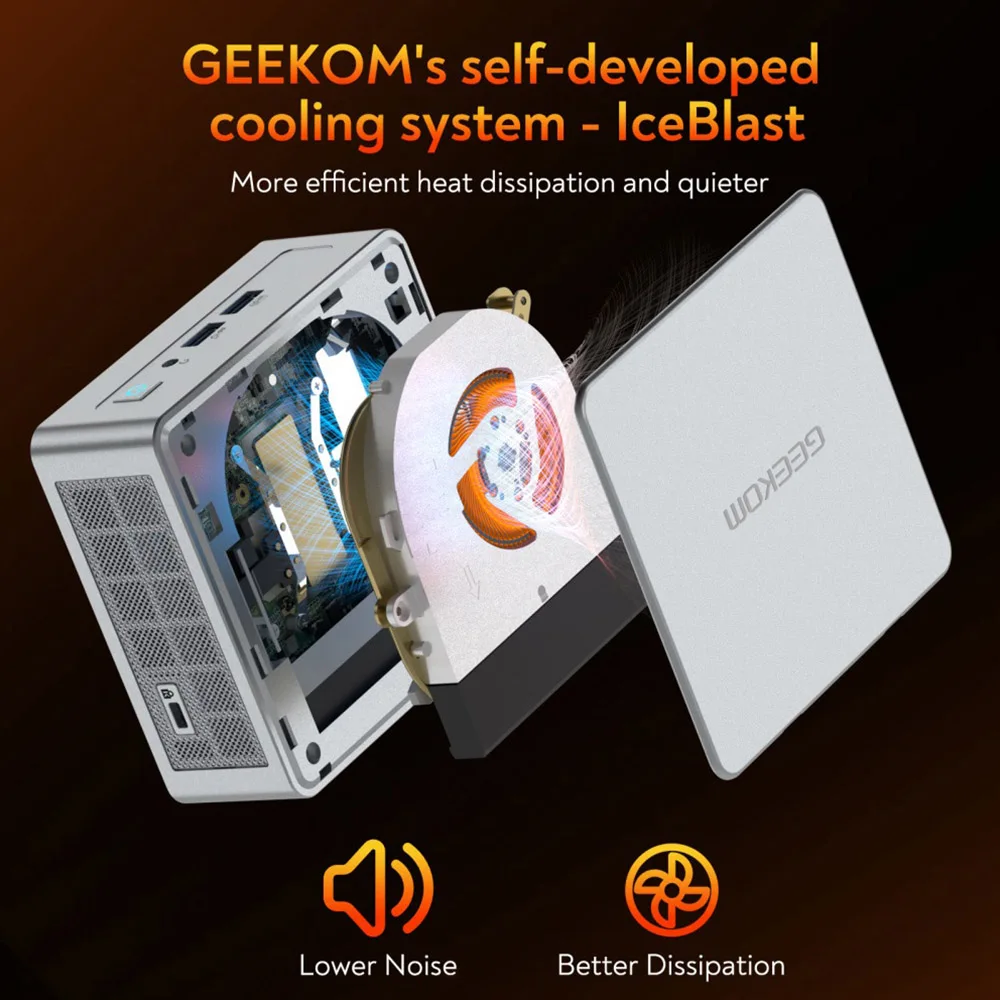 Geekom ae8 ai mini pc, amd ryzen 7 8845hs 8 kerne max 5,1 ghz, 32gb ddr5 5600mhz ram 512gb ssd, wifi 6e bluetooth 5.2, 3 * usb 3,2