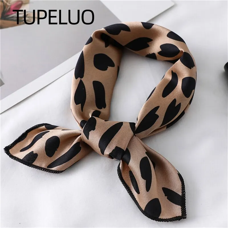 Pequeno lenço de seda cetim para mulheres, envoltório quadrado estampado, lenço feminino foulard, bandana, pescoço, cabelo magro, lenços de gravata, xales
