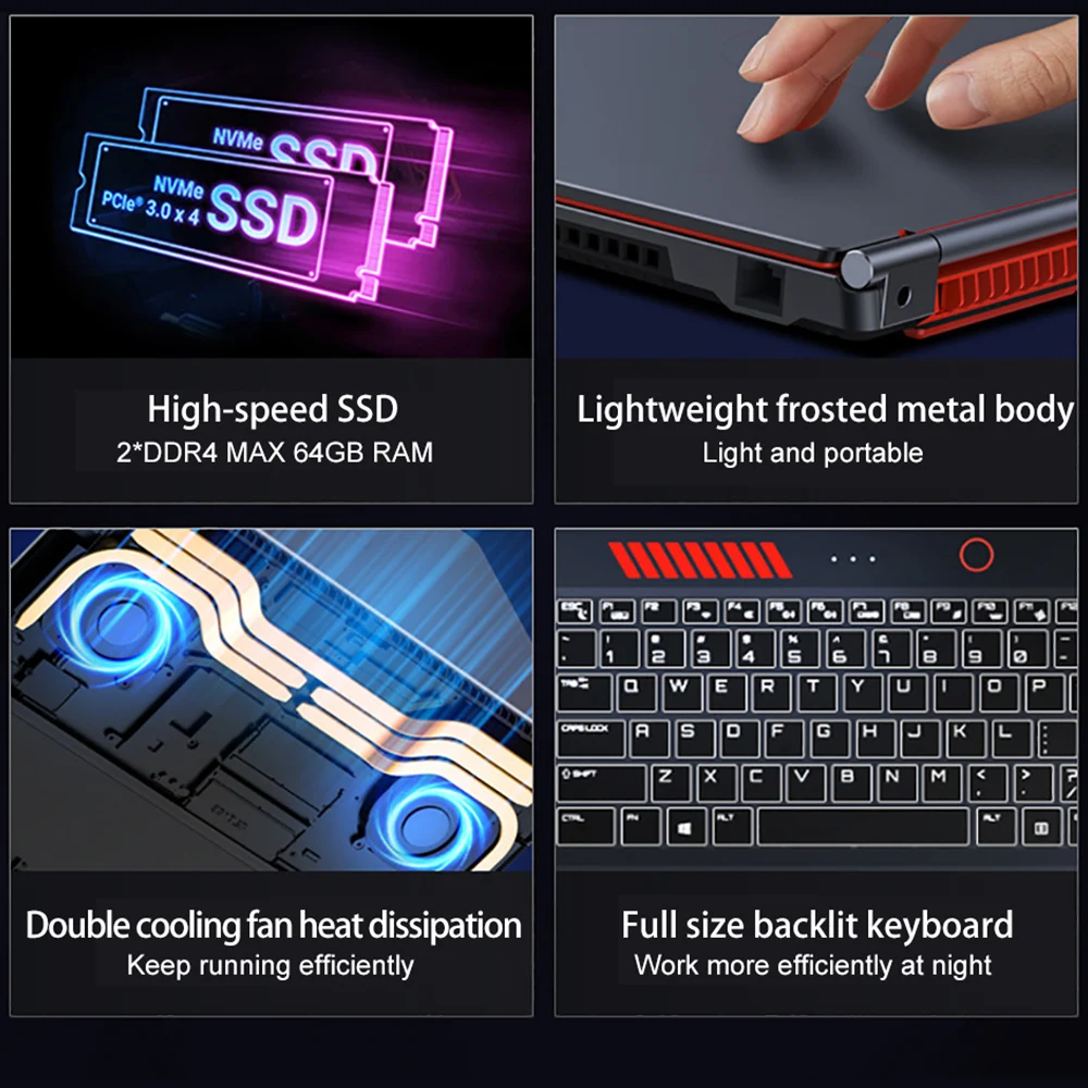 S6 Gaming Laptop 16.1 Inch 4800mah Intel Core i9-13900HK RTX4050 6G notebook 64GB 2*DDR5 2*M.2 4TB 144 Hz PCI-E Business laptops