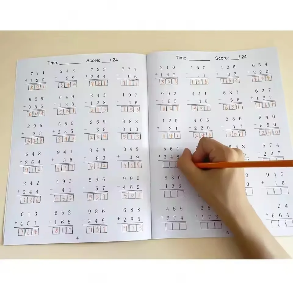 Math Workbook Addition Subtraction Within 1000 | Primary School Training Book | Arithmetic Competition