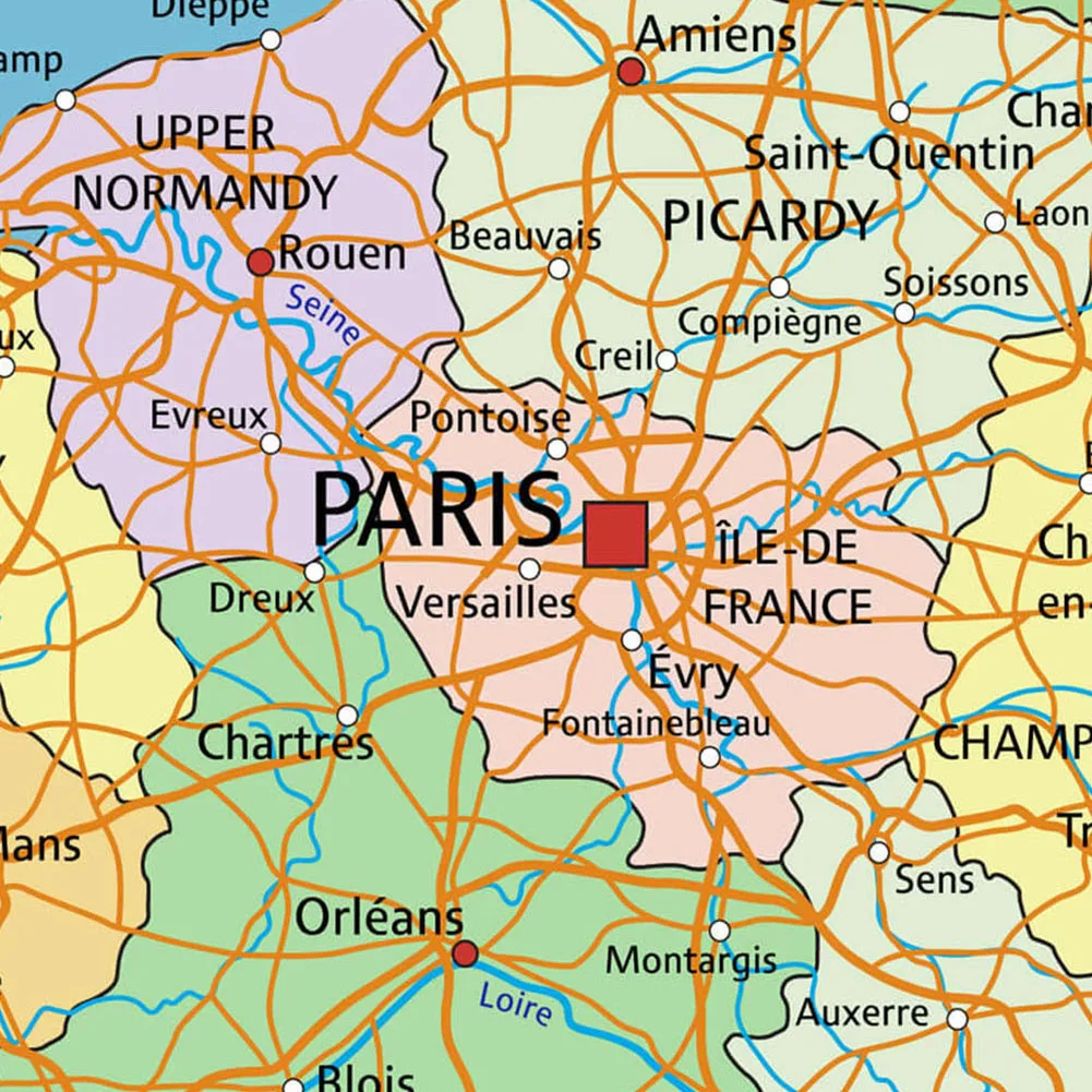 150*150Cm Politieke Kaart Van De Frankrijk In Franse Niet-geweven Canvas Schilderij Muur Poster Woonkamer home Decor Schoolbenodigdheden