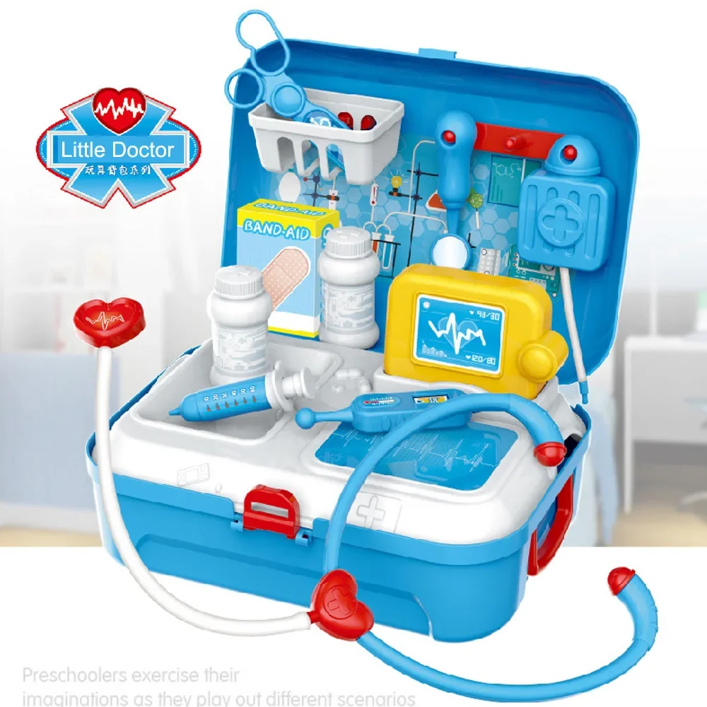 17 pçs crianças fingir médico conjunto portátil mochila kit médico brinquedos clássico role play jogo brinquedos para crianças presentes