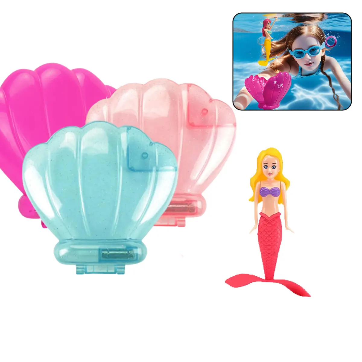 Meerjungfrau Badespielzeug mit/ohne Schale schwimmt Kinder spielen Wasserspielzeug im Sommer Schwimmbad Erwachsene Float Game Geschenk
