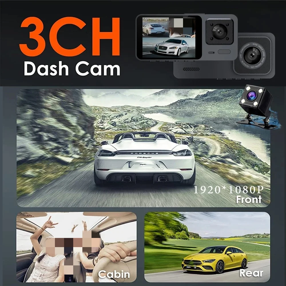 Wifi 3 canali Car DVR HD 1080P 3-Lens all'interno del veicolo Dash CamThree Way Camera DVR Recorder videoregistratore Dashcam Camcorder