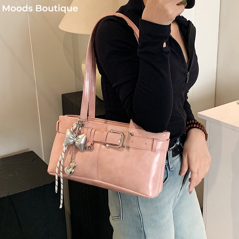 bolsos de lujo mujer bolsos marcas de lujo mujer MOODS, bolsos de hombro con diseño de hebilla de cinturón para mujer, novedad de 2025, bolsos de diseñador de lujo, bolsos de moda de marca con colgante