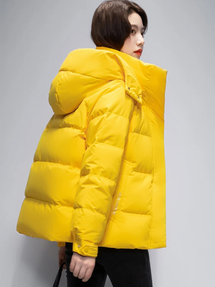 Mulheres coreano grosso quente para baixo algodão puffer jaqueta manga longa com capuz parka casaco de inverno bolsos sólido plus size solto casaco