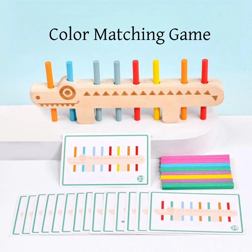 Wooden Montessori Color Matching Game for Toddlers Color Cognition Educational Toys Fine Motor Training Stick Balance Games