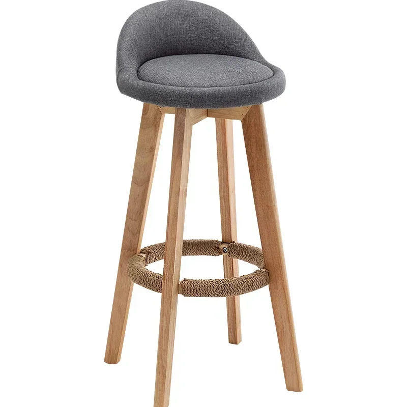 Sedia da bar nordica da 73 cm Sedile da ristorante con piede alto in legno massello Sgabello da bancone dal design rotante Mobili da cucina portanti stabili