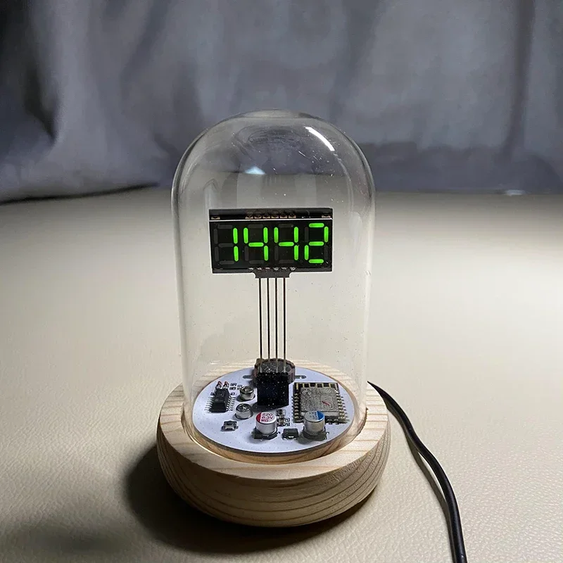 2024 New Modern Retro LED Clock Digital  Night Light Desktop USB Creative Clock Technology Decorative Glass Cover Handmade