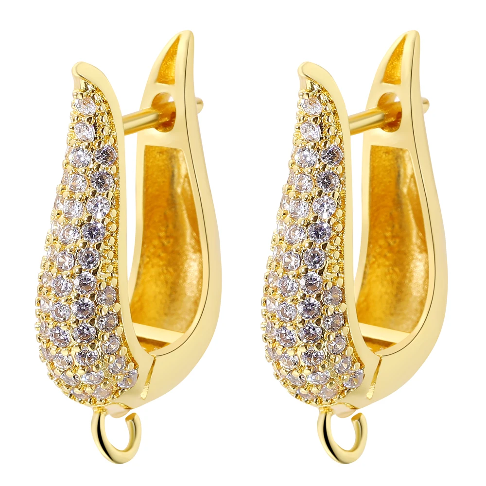 Juya-ganchos de sujeción básicos antialérgicos chapados en oro auténtico de 18K, accesorios para pendientes de alambre para oreja, accesorios para hacer pendientes DIY para mujer