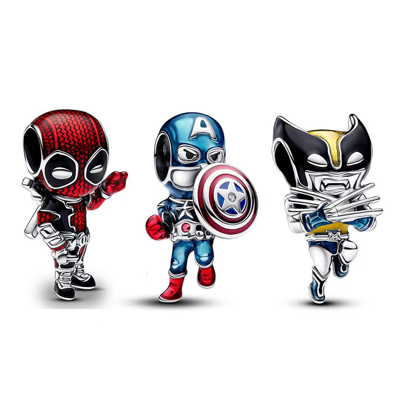 Gran oferta de cuentas de personajes de Deadpool Wolverine de plata 925 aptas para pulsera Original de Marvel de 3mm, collar para mujer, regalo de joyería fina DIY