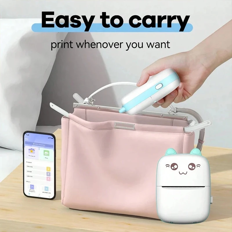 Mini 58mm Thermal Portable Printer BT Wireless 200dpi Mobile Label Photo Memo Wrong Question Printing  USB Cable For Home No Ink