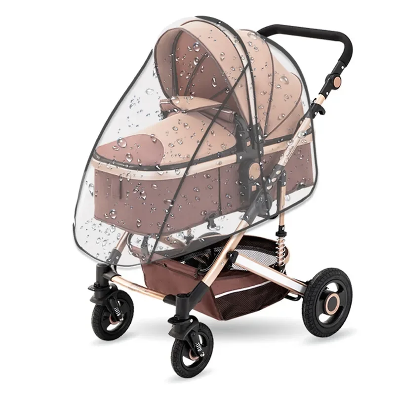 Carrinho de bebê universal capa de chuva carro do bebê tempo vento protetor solar transparente respirável carrinho guarda-chuva capa de chuva acessórios