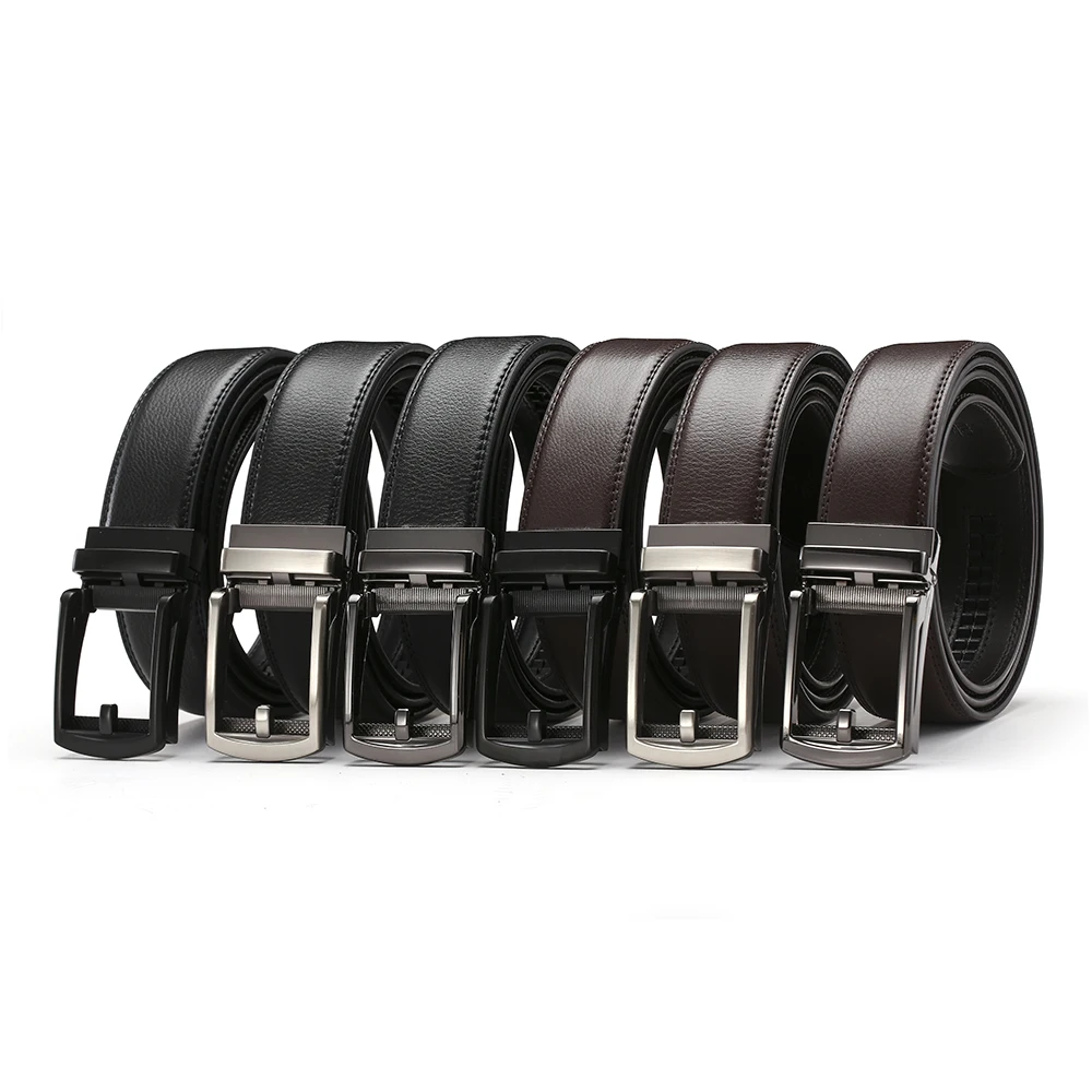 Fivela automática de couro masculino, pele de vaca, preto, marrom, 3,5 cm, luxo, designer, moda