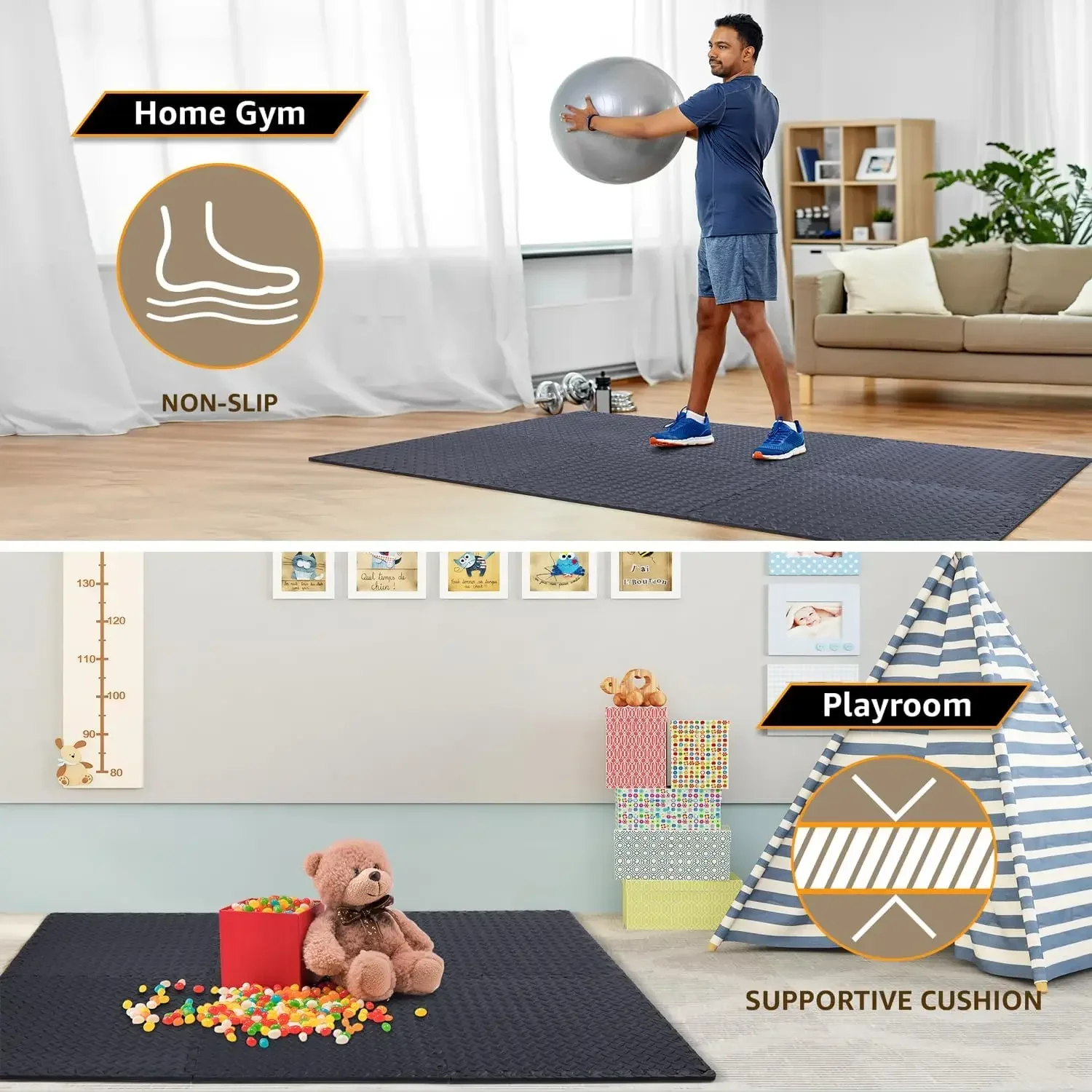HighQuality 24 Pack, 96 SQFT 1/2" Extra Thick Exercise Mat Home Gym or Floor Padding High-Density EVA Interlocking Foam onsale