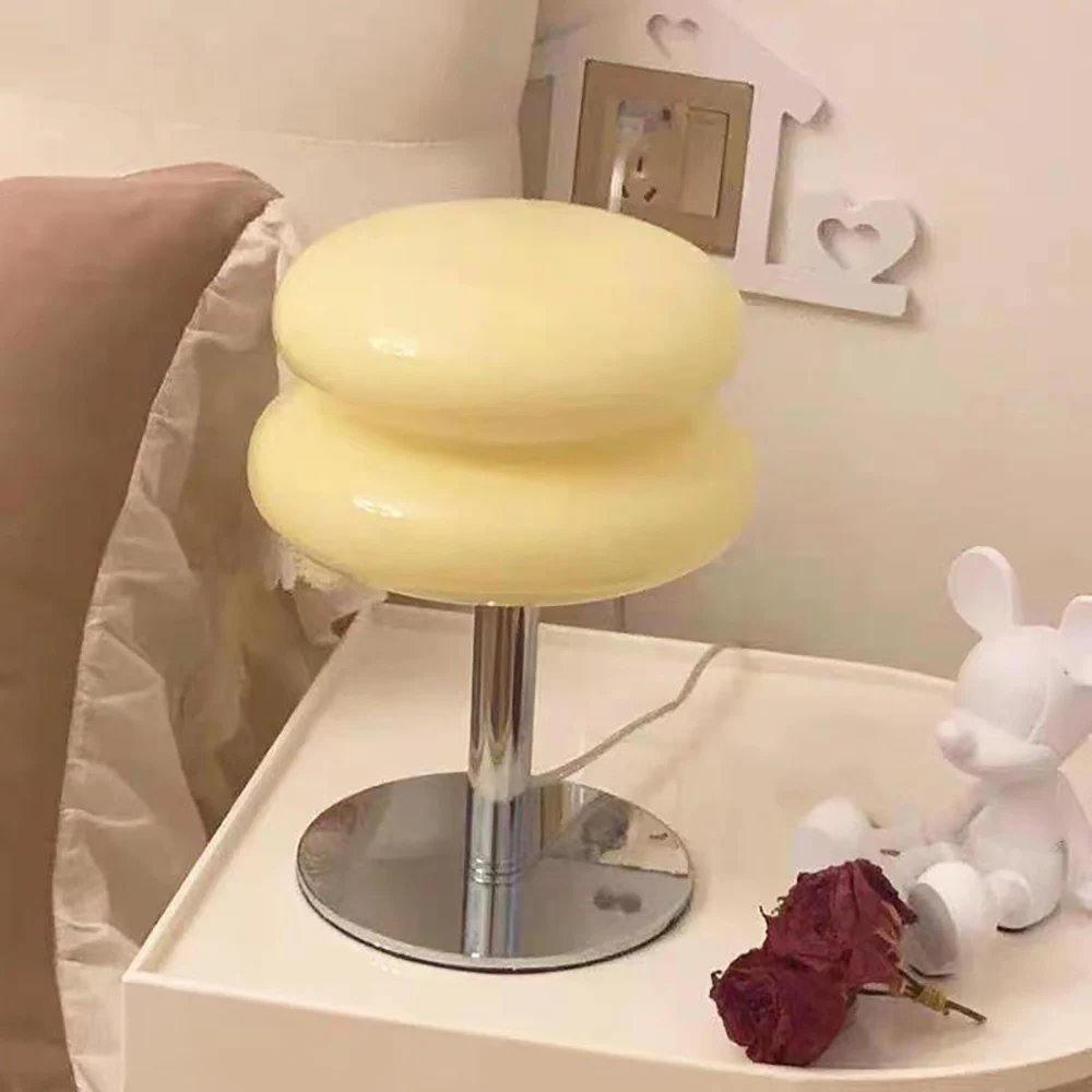 Lámpara de mesa de cristal Macaron, atenuación tricromática, lámparas de ambiente para sala de estar, protección ocular, luz nocturna, decoración para dormitorio de niña