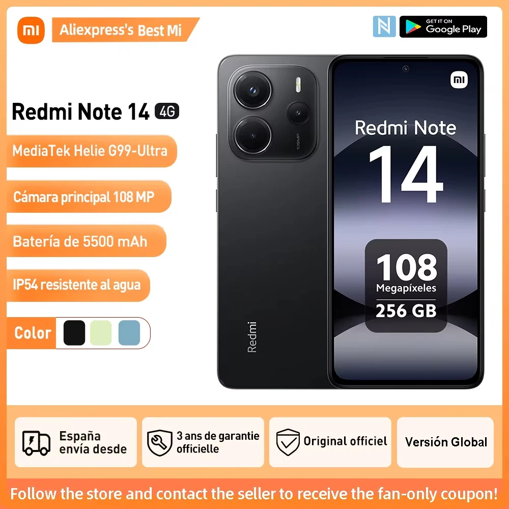 Versión Global Redmi Note 14 4G MediaTek Helio G99-Ultra NFC cámara de 108MP pantalla AMOLED de 6,67 pulgadas batería de 5500mAh