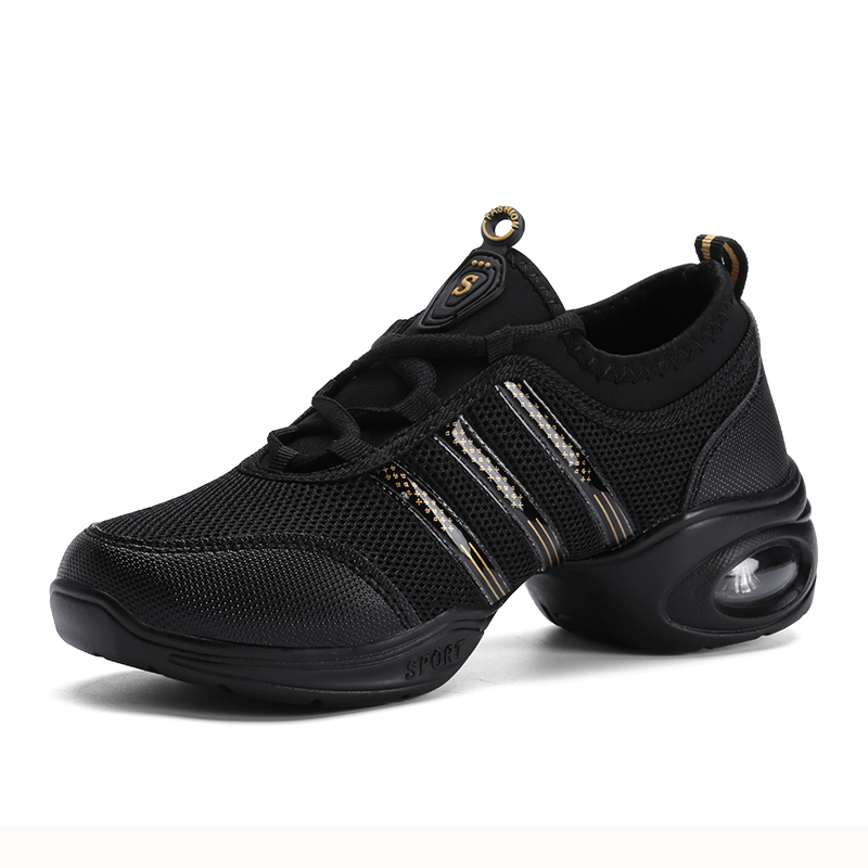 Atmungsaktive Damen-Jazz-Schuhe zum Schnüren, moderne Tanzschuhe, bequeme Luftpolster-Plattform-Sneaker zum Tanzen, Gehen