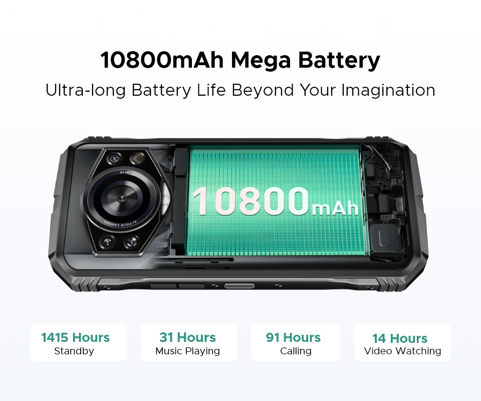 DOOGEE S Cyber Pro Rugged Phone 12GB 512GB Helio G100 6.6'' FHD+ 120Hz IPS 10800mAh Large Battery 33W Charge NFC Smartphone