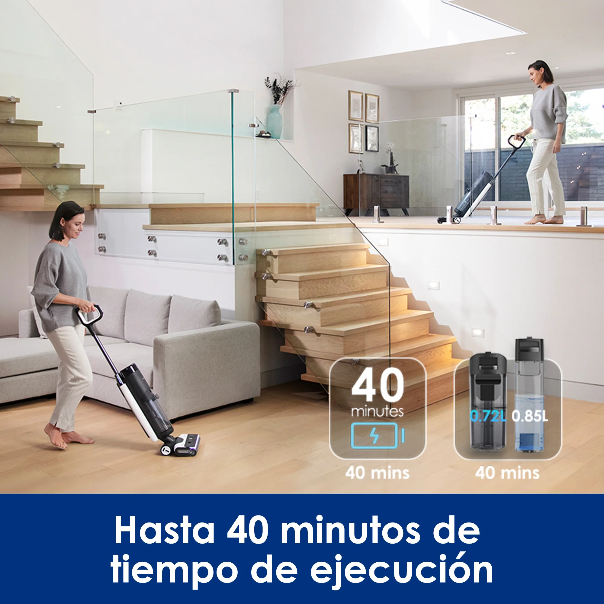 Tineco Floor One S7 FlashDry Aspiradora Inteligente Seco y Húmedo Sin Cable Funcionamiento Prolongado Suciedad Pegajosa Autolimpieza Secado Rápido Limpieza de Bordes Batería de Larga Duración