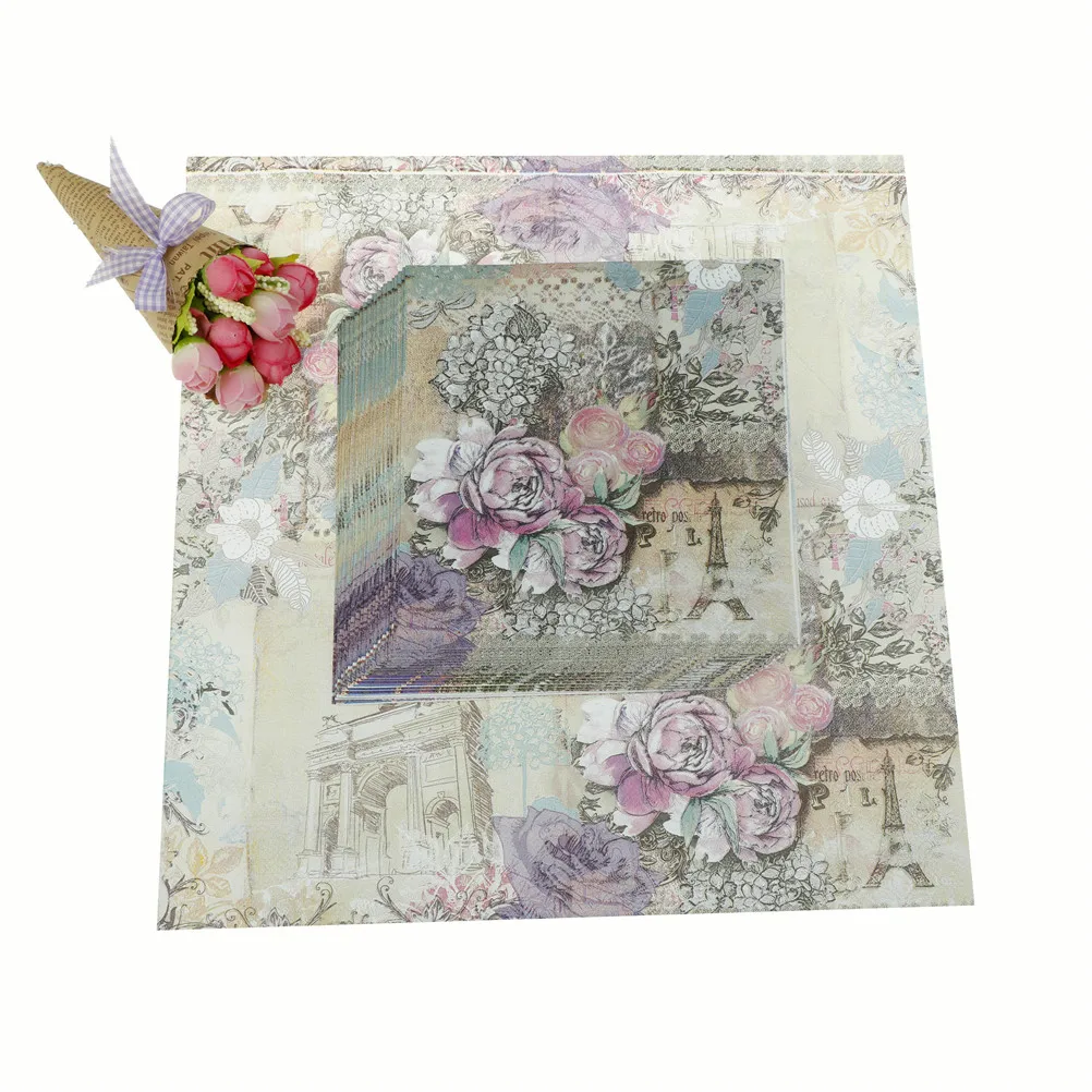 20pcs Printed Feature Rose Paper Napkins For Event & Party Decoration Tissue Decoupage Servilleta Summer Party Supplies